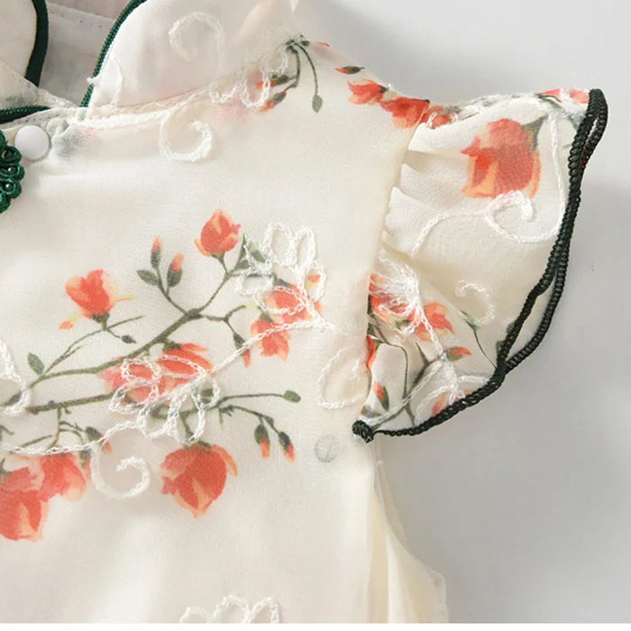 Mandarin Fly Sleeve Romper Set