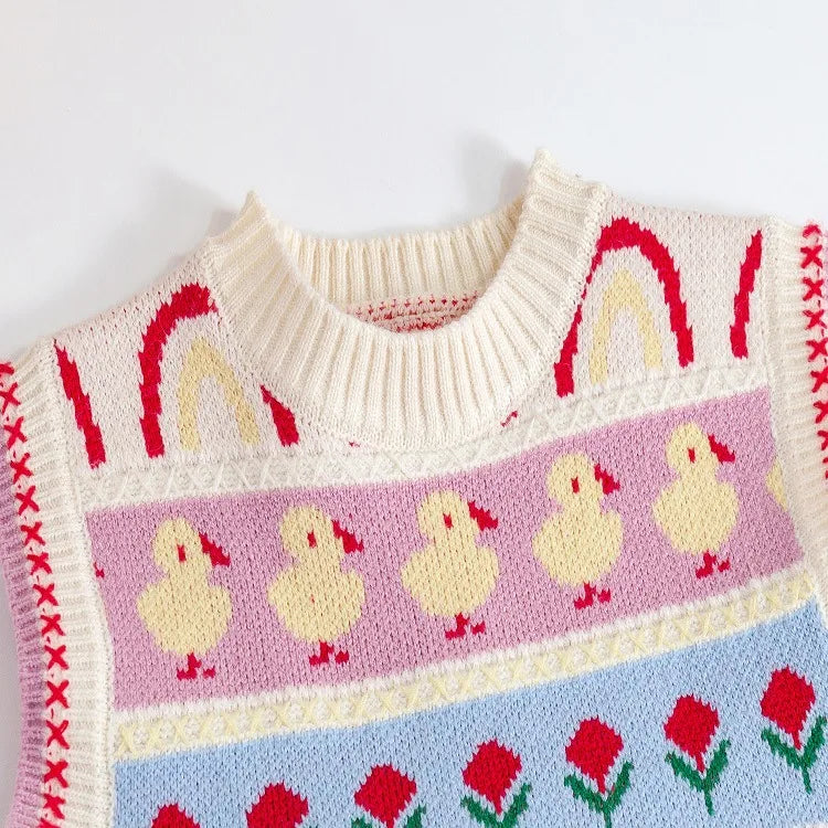Blossom Striped Pattern Vest
