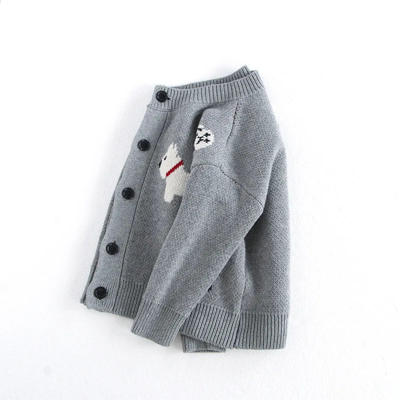Jacquard Puppy Dog Cardigan