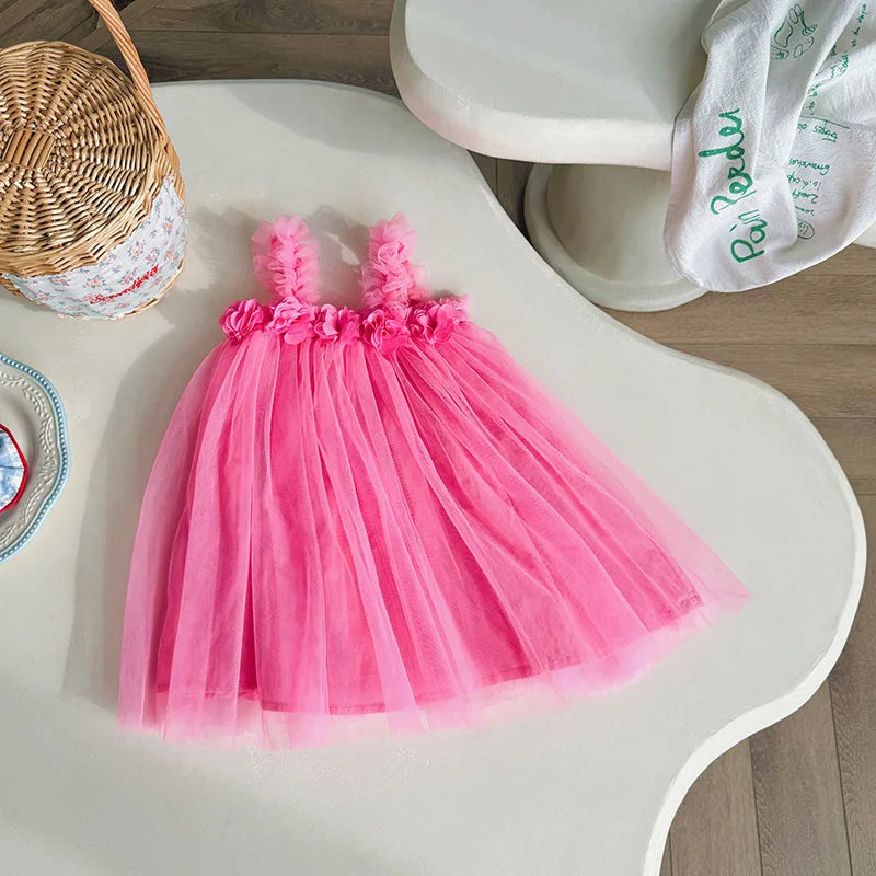 3D Flower Mesh Dress