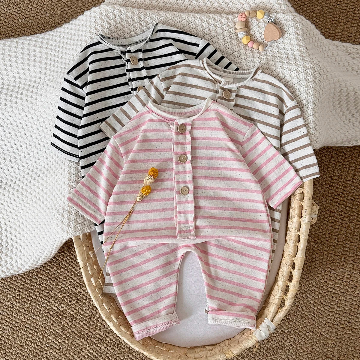 Striped Button Up Jumpsuit