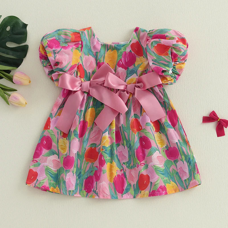 Floral Print Ribbon Dress