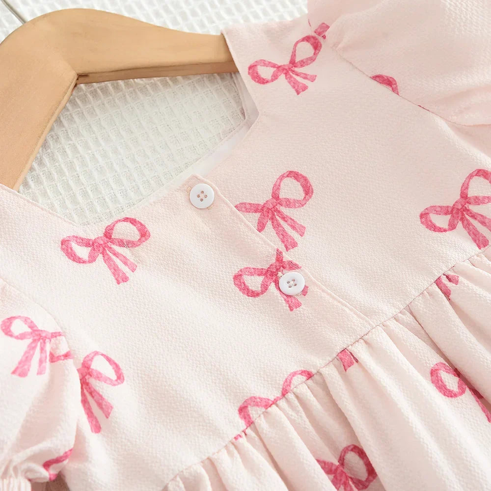 Ribbon Print Casual Dress