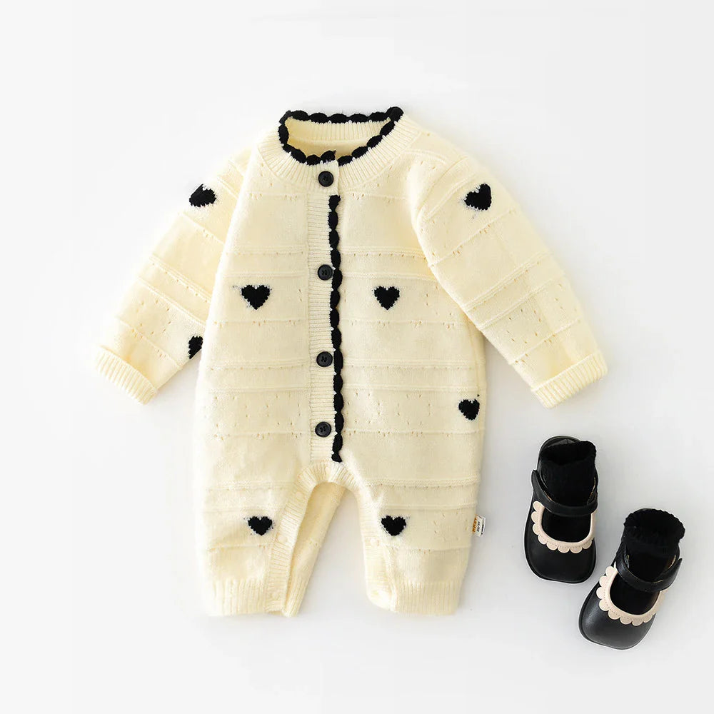 Heart Print Knit Jumpsuit