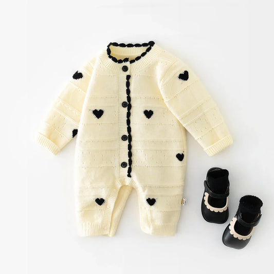 Heart Print Knit Jumpsuit