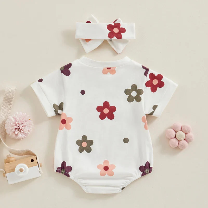 Flower Print Romper Set