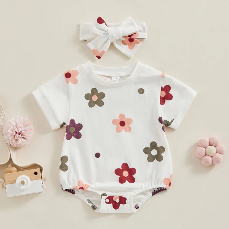 Flower Print Romper Set