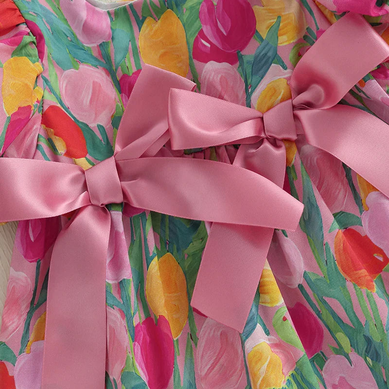 Floral Print Ribbon Dress