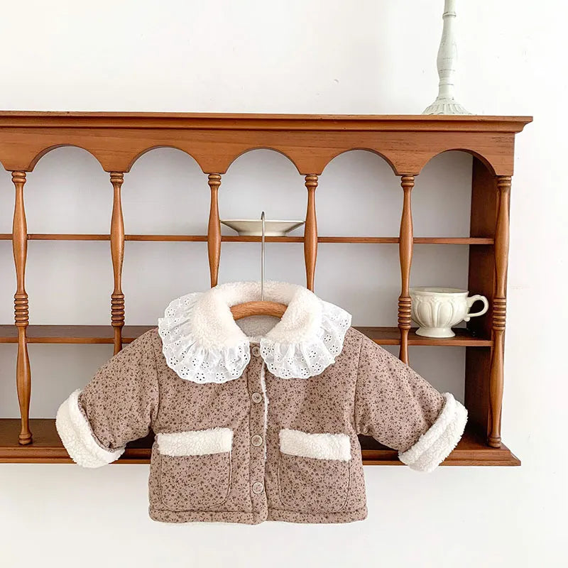 Fur Lining Frill Parkas Coat