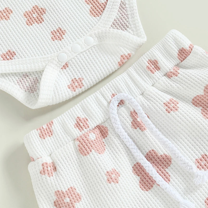 Newborn Flower Romper Set. 3 Pcs
