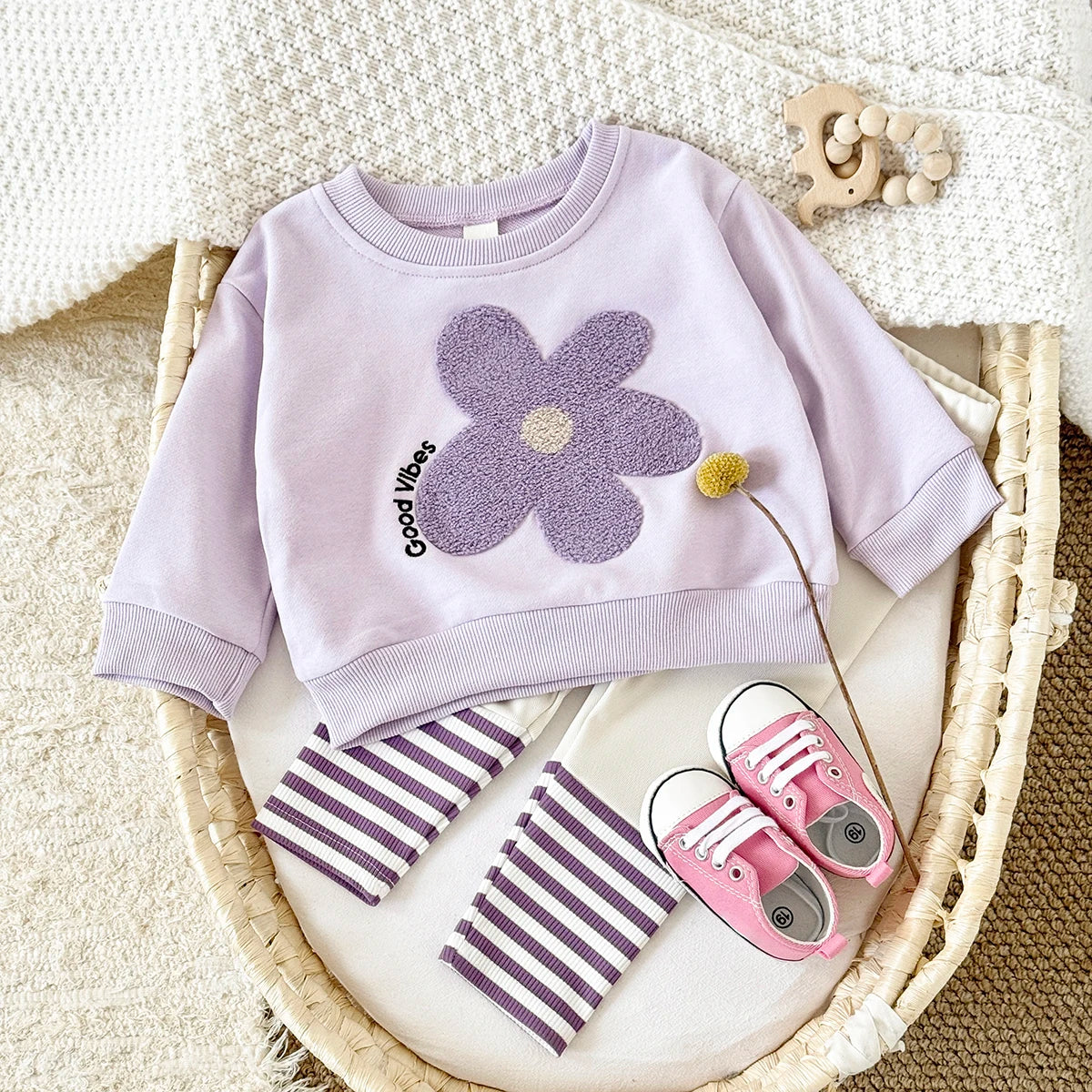 Purple Stripe Floral Set