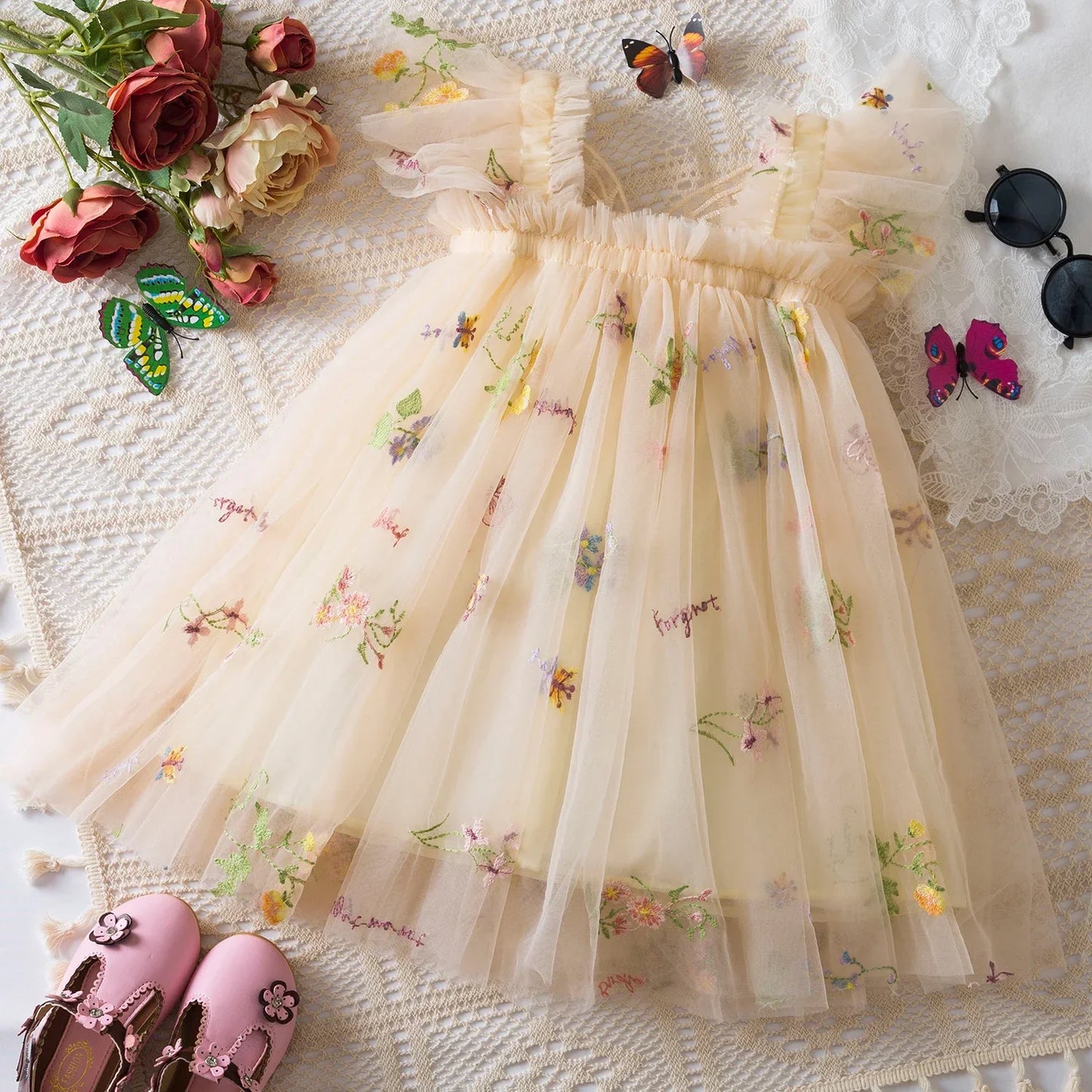 Floral Butterfly Tulle Dress