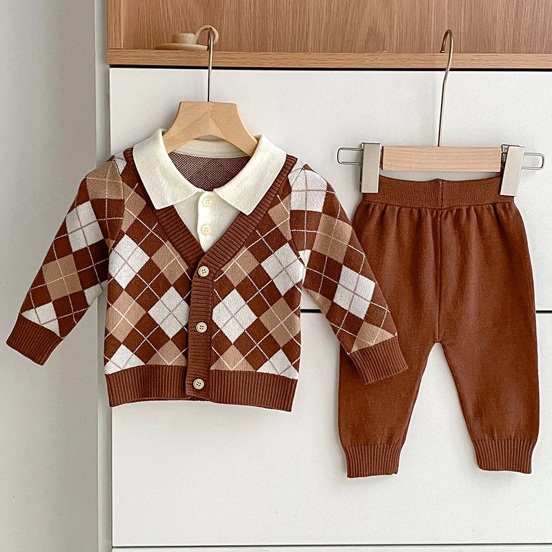 Classic Checkered Sweater Set