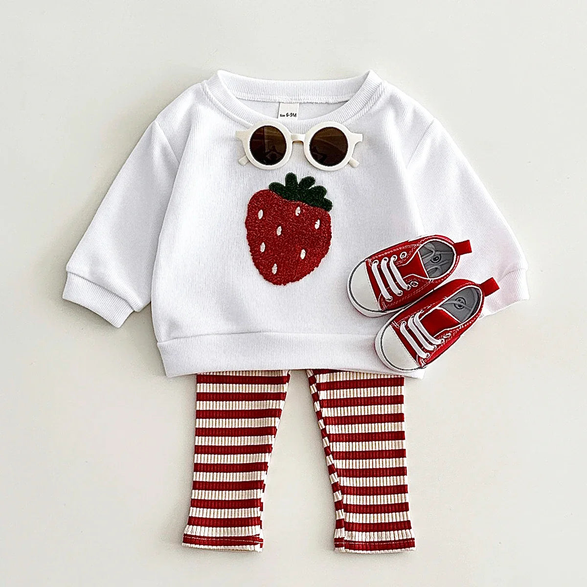 Fuzzy Fruit Stripe Pants Set