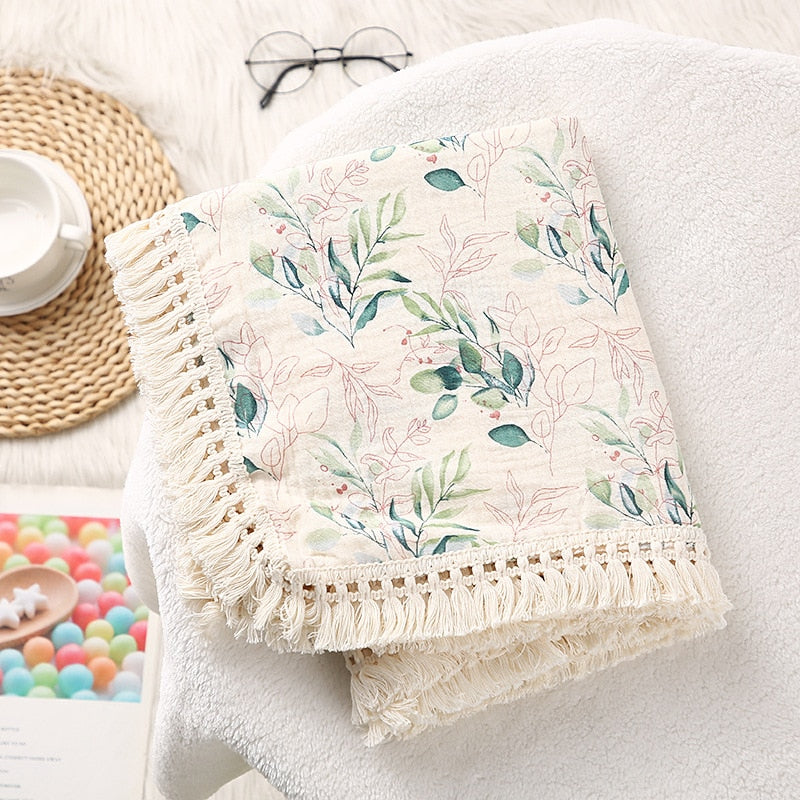 Floral Tassel Swaddle Blanket