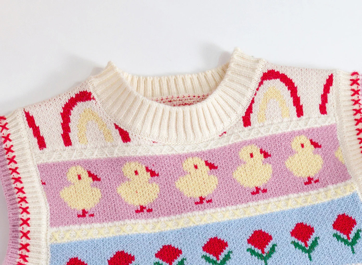Blossom Striped Pattern Vest