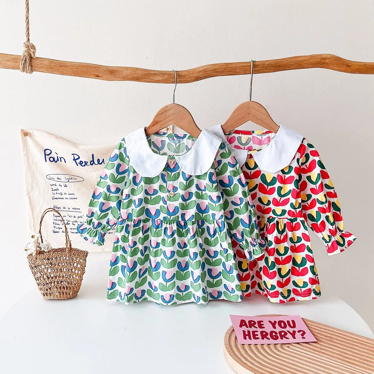 Solid Collar Floral Dress