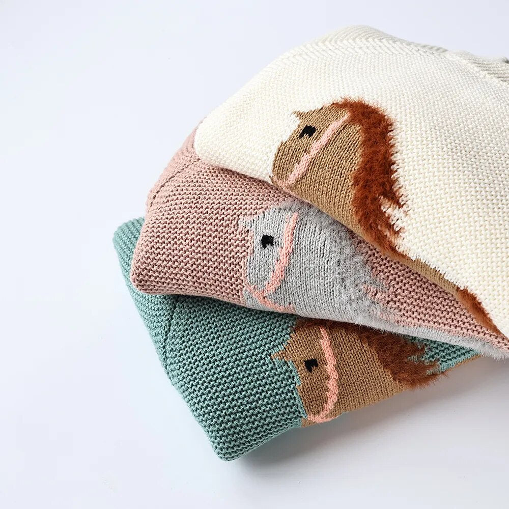 Fur Lining Embroidery Pony Sweater
