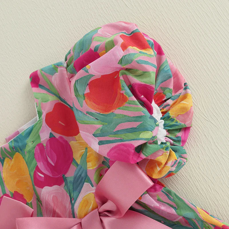 Floral Print Ribbon Dress