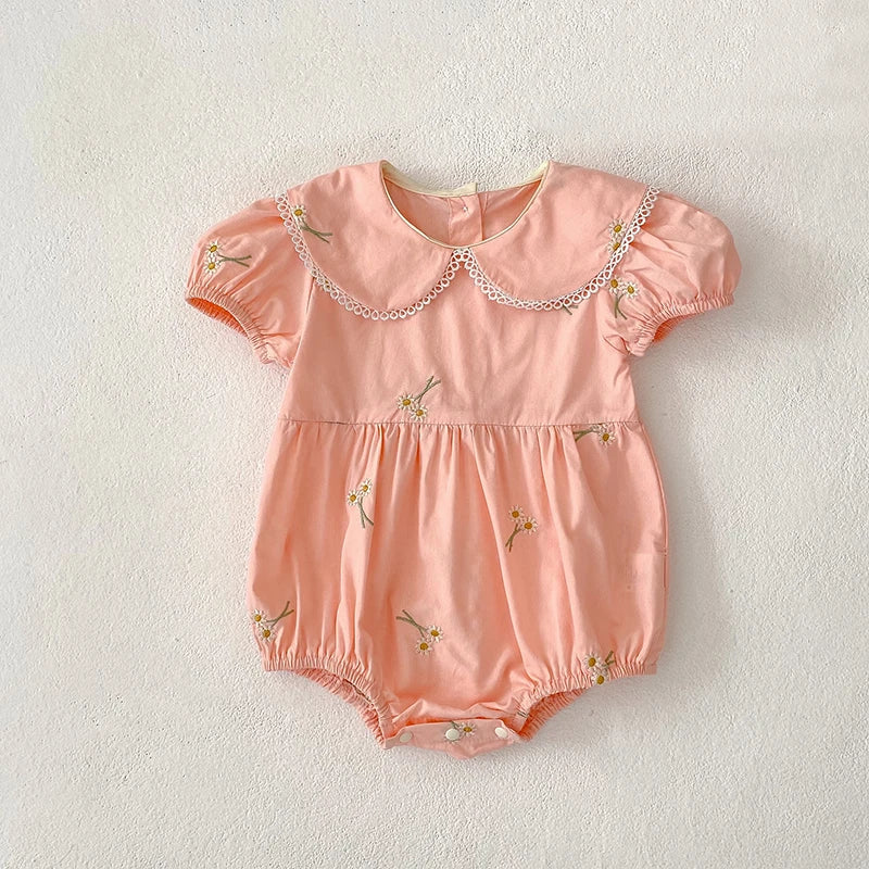 Embroidery Sunflower Romper
