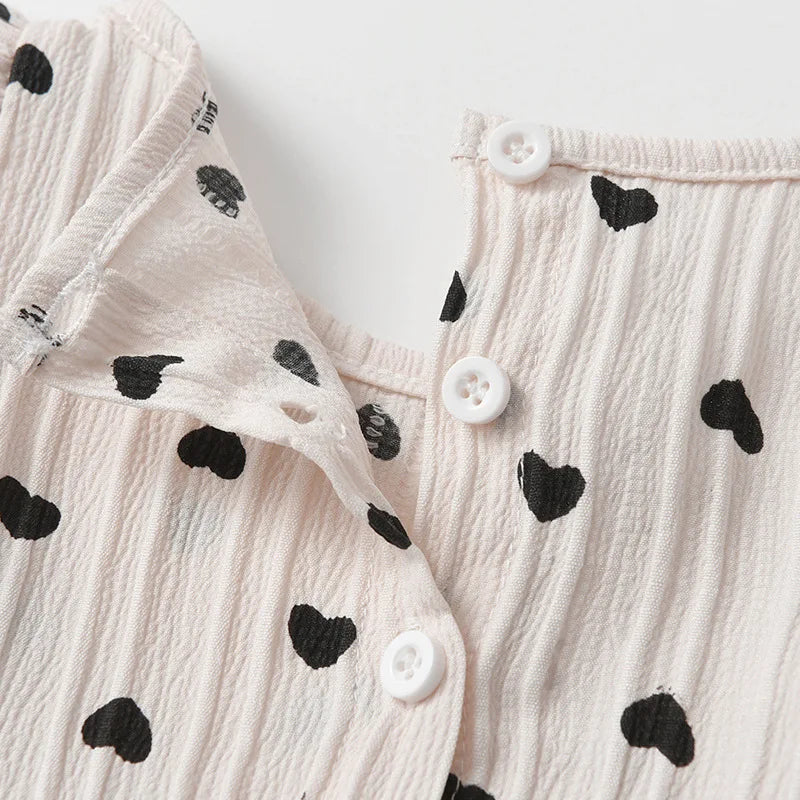 Polka Hearts Ruffle Romper Set