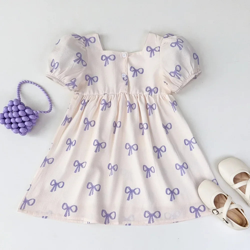 Ribbon Print Casual Dress