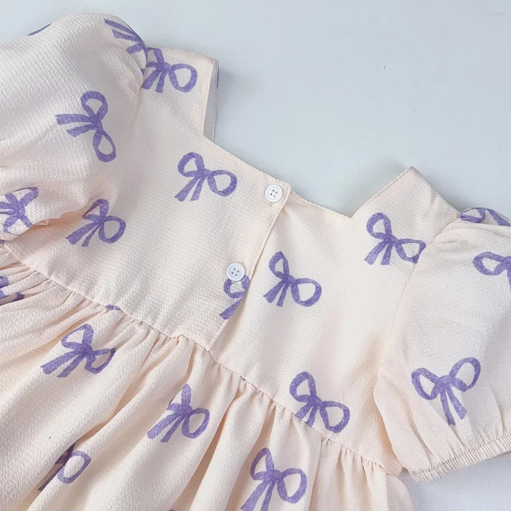 Ribbon Print Casual Dress
