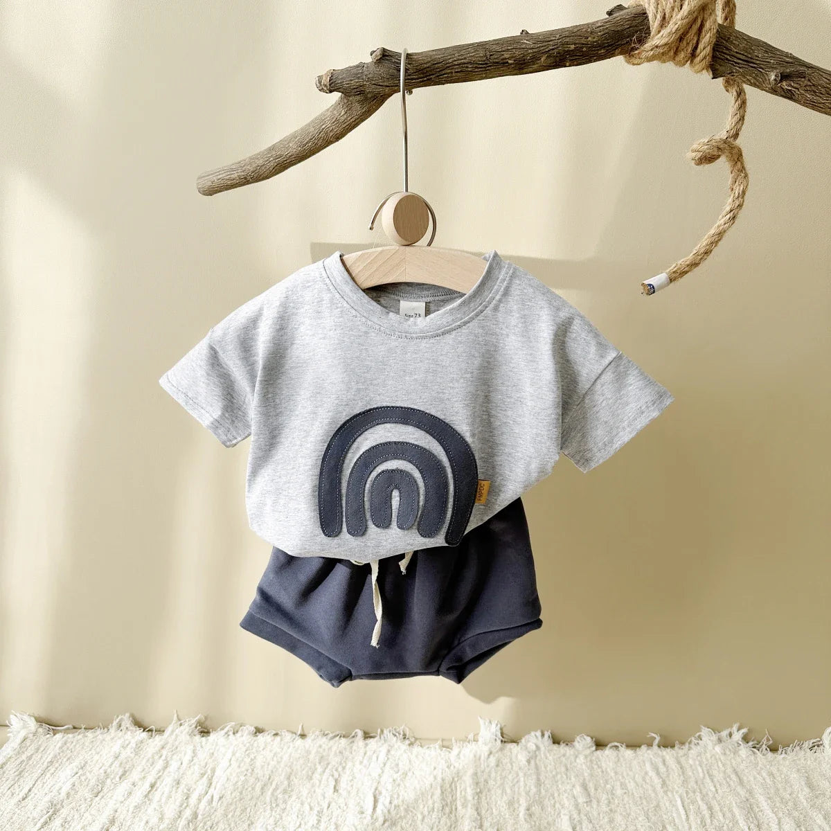 Rainbow Patchwork T-shirt Shorts Set