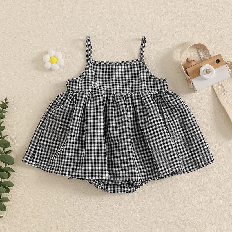 Plaid Picnic Romper Dress