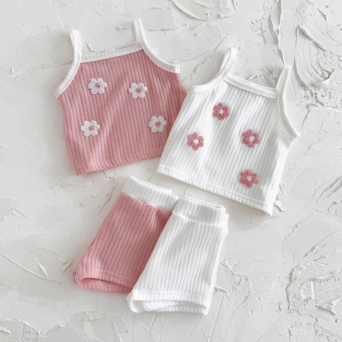 Breathable Camisole Flower Shorts Set