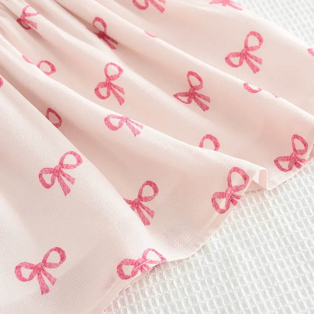 Ribbon Print Casual Dress