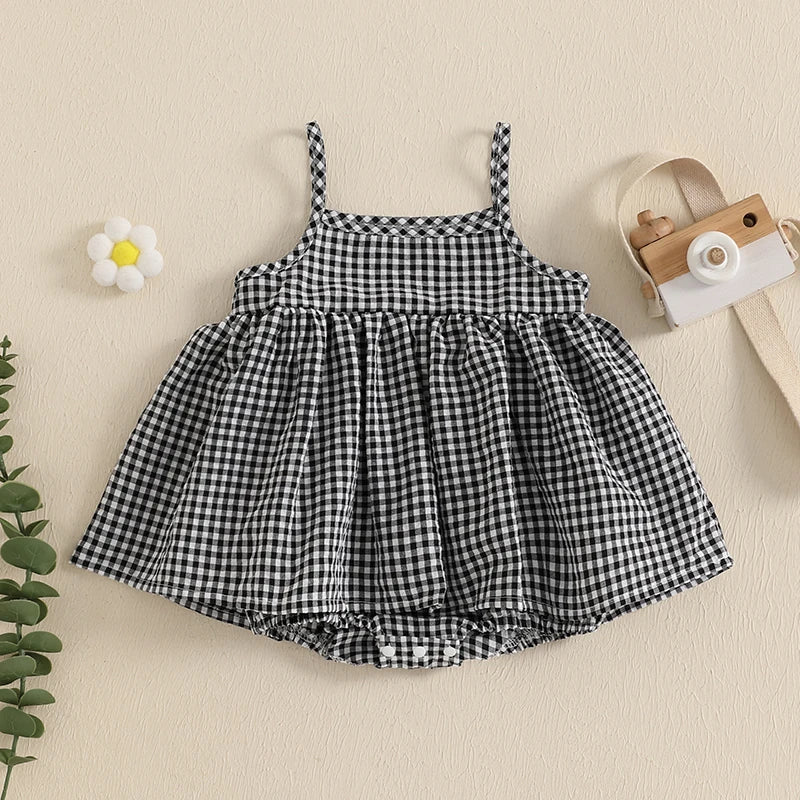 Plaid Picnic Romper Dress