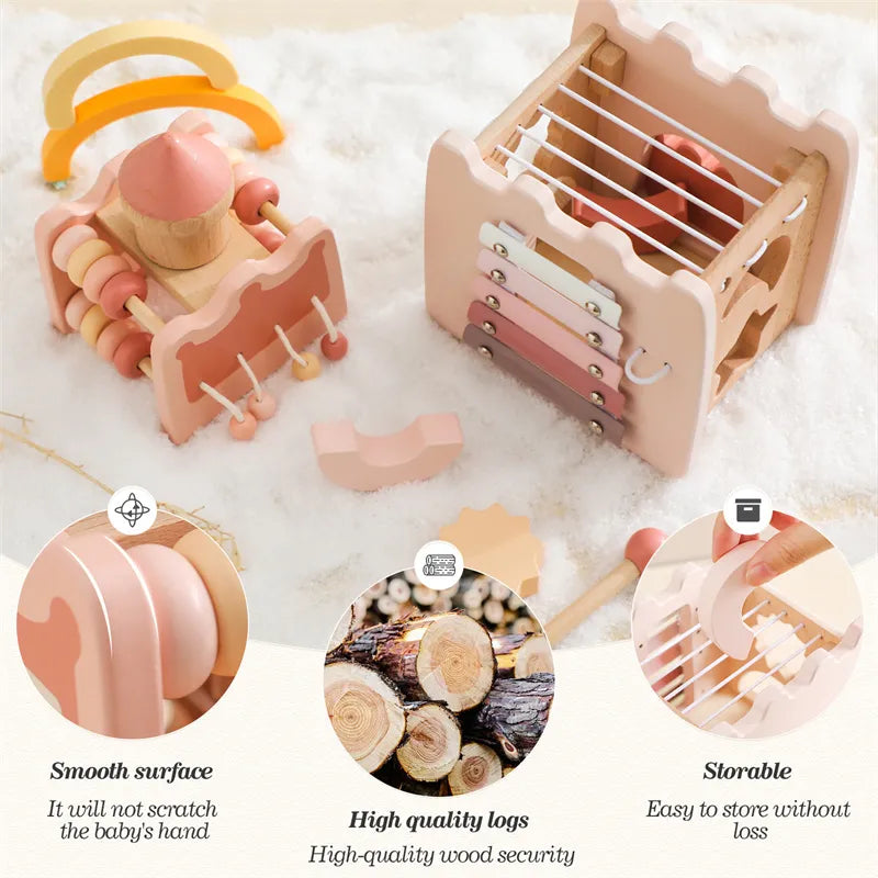 Wooden Rocket Castle Blocks Stacking Toys