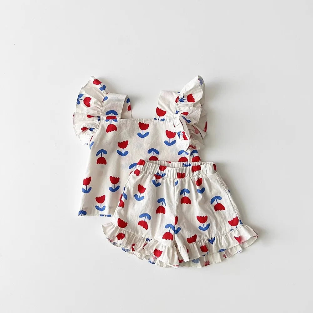 Red Flower Print Set