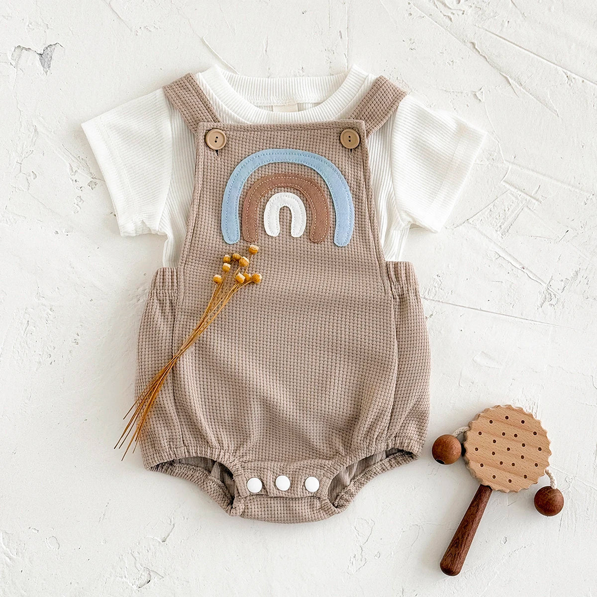 Waffle Rainbow Romper Set