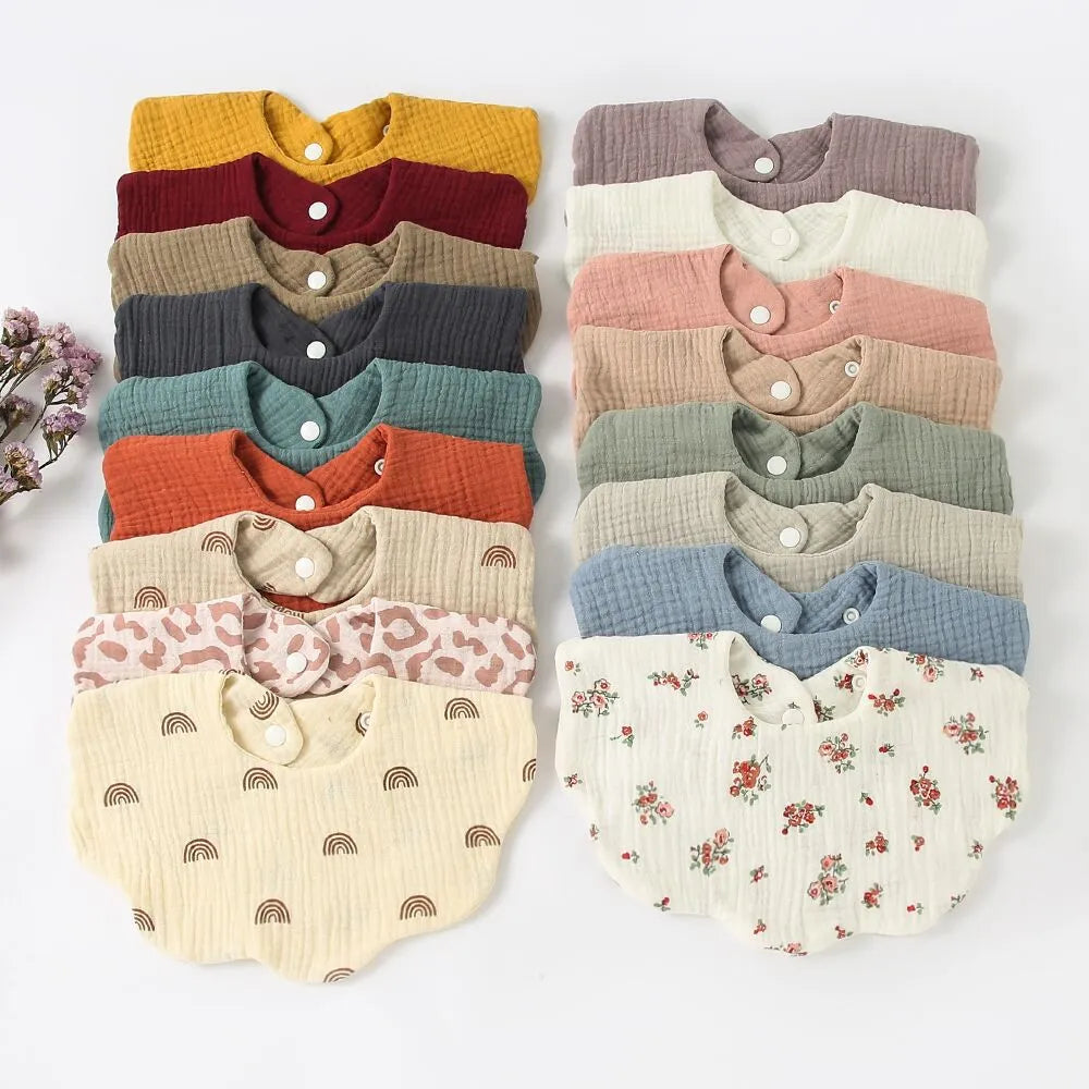 Muslin Round Petal  Infant Bib
