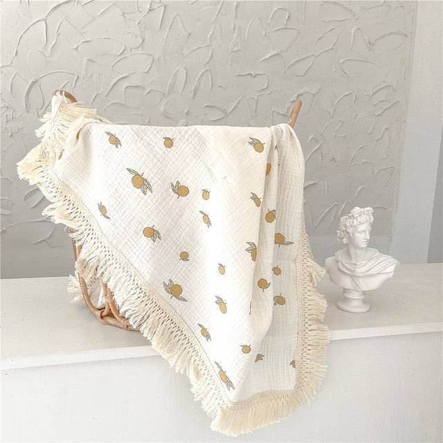 Floral Tassel Swaddle Blanket