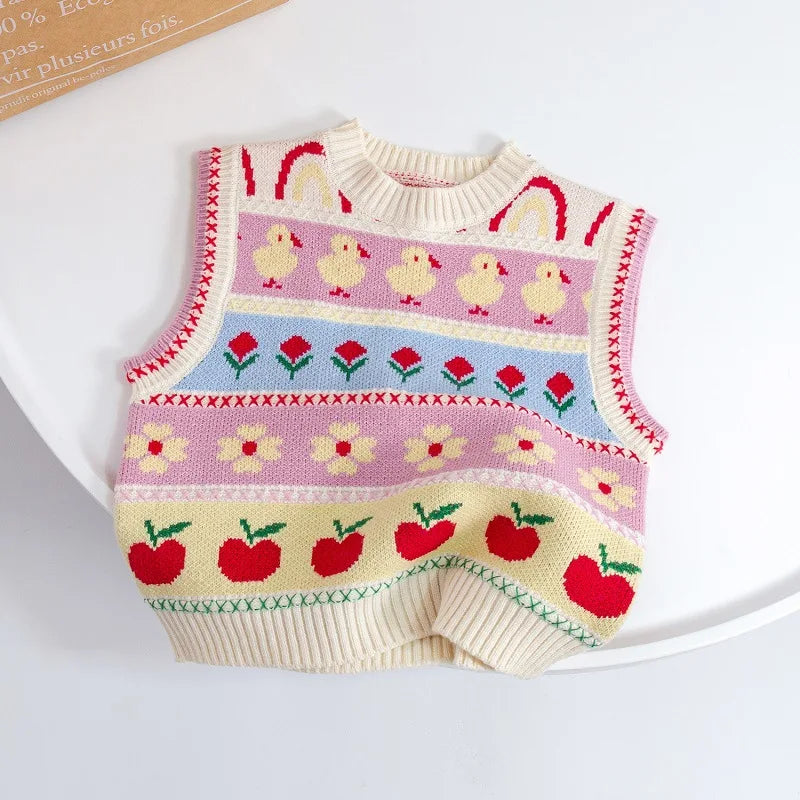 Blossom Striped Pattern Vest