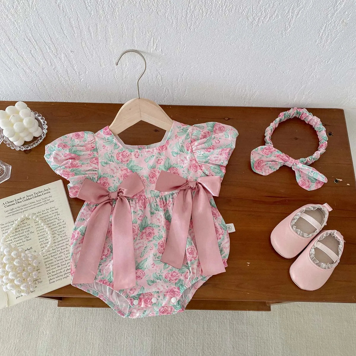 Floral Puff Sleeve Romper Set