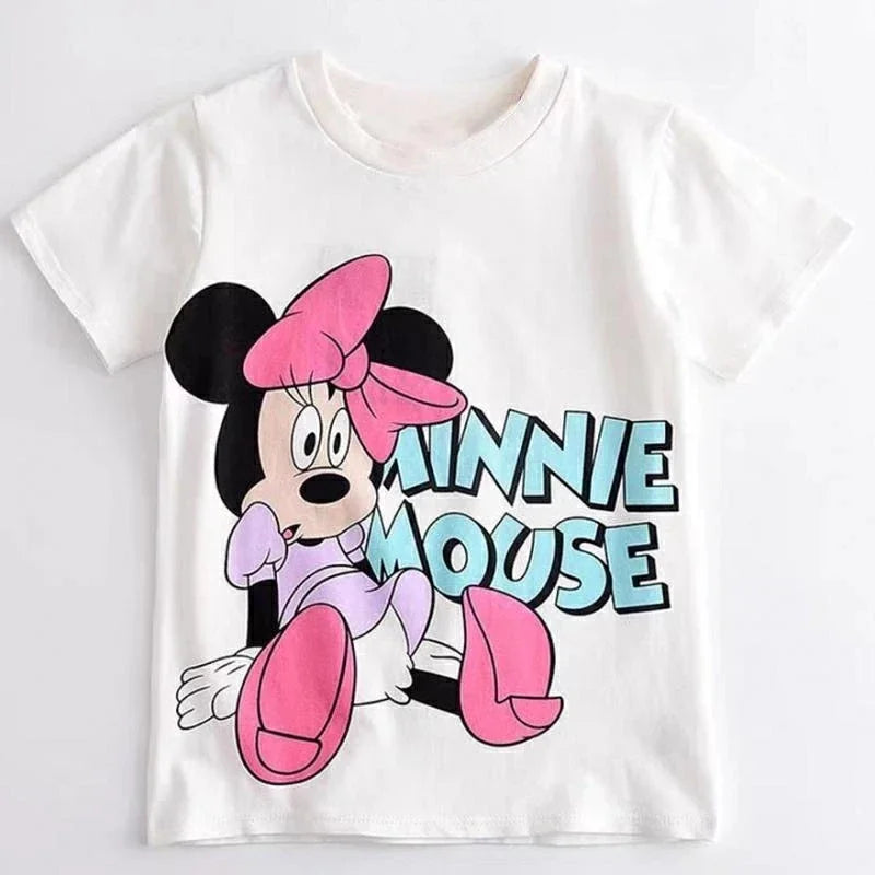 Minnie Print Baby Girls' T-shirt: Simple and Cute Cartoon Tee