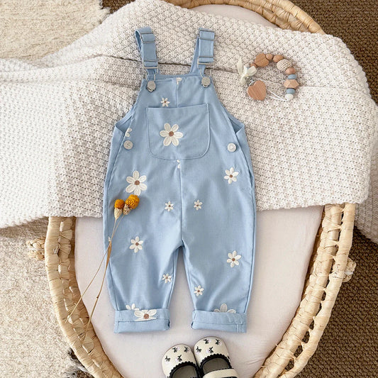 Embroidered Floral Dungaree Jumpsuit