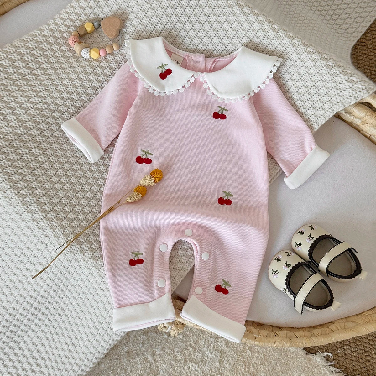 Pink Cherry Print Jumpsuit