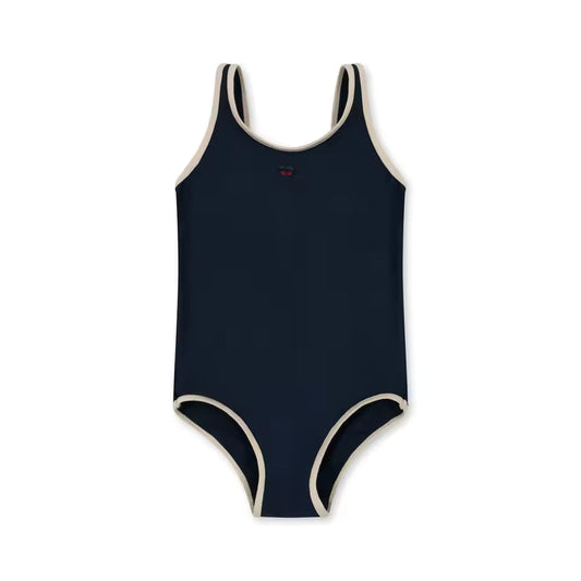 Cherry Print Solid Swimsuit