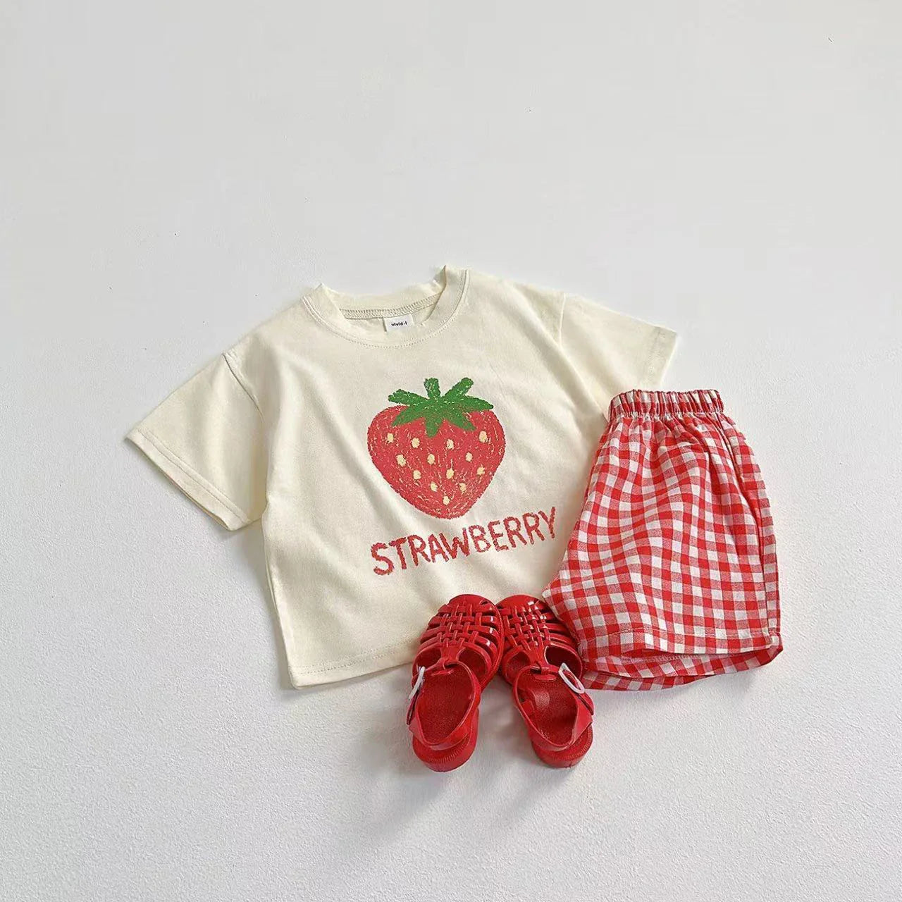 Plaid Shorts Fruit Print Set
