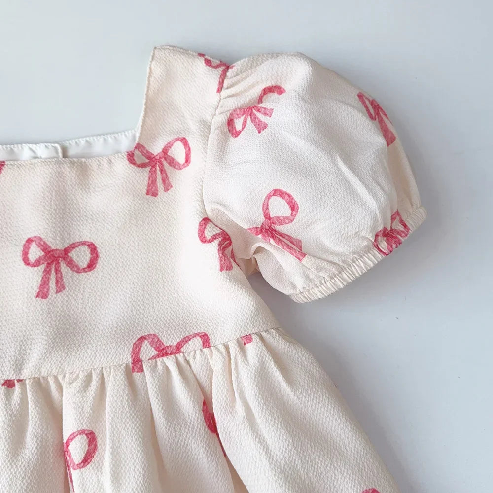 Ribbon Print Casual Dress