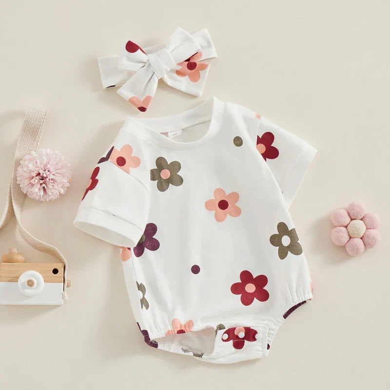 Flower Print Romper Set