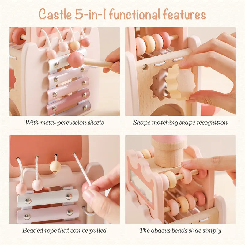 Wooden Rocket Castle Blocks Stacking Toys