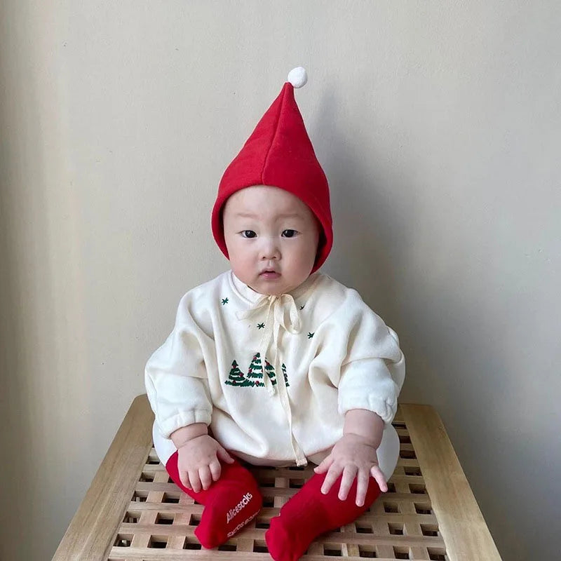 Christmas Tree Embroidery Bodysuit Set