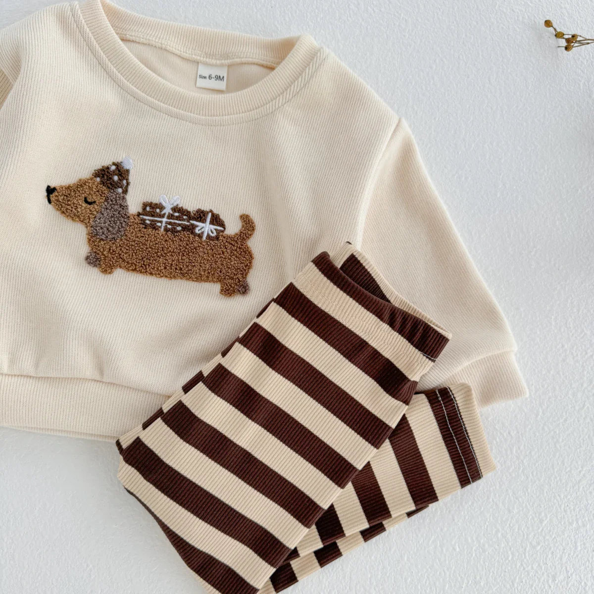 Fuzzy Puppy Dog Stripe Set