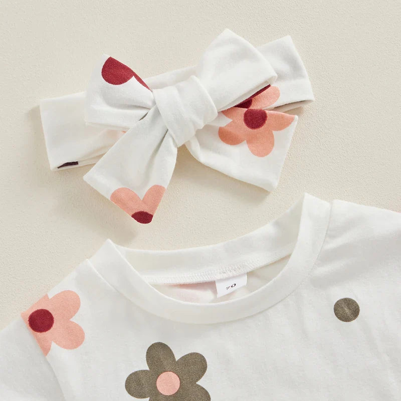 Flower Print Romper Set